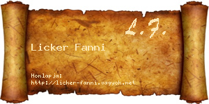 Licker Fanni névjegykártya